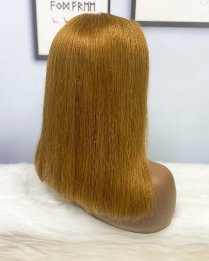 straight #6 color, 13x4 Lace Frontal wig 100% Virgin Human Hair Wig 15A