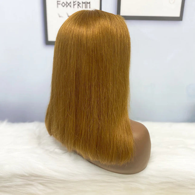 straight #6 color, 13x4 Lace Frontal wig 100% Virgin Human Hair Wig 15A