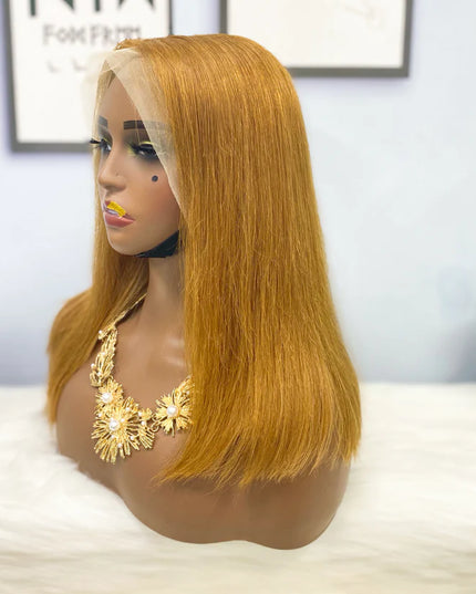 straight #6 color, 13x4 Lace Frontal wig 100% Virgin Human Hair Wig 15A
