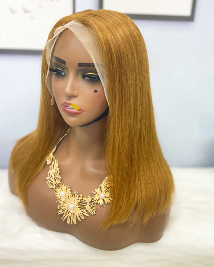 straight #6 color, 13x4 Lace Frontal wig 100% Virgin Human Hair Wig 15A