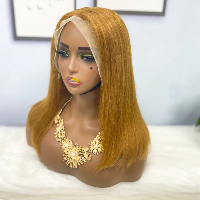 straight #6 color, 13x4 Lace Frontal wig 100% Virgin Human Hair Wig 15A