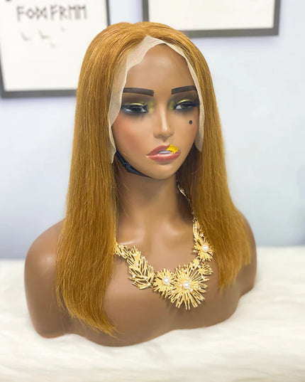 straight #6 color, 13x4 Lace Frontal wig 100% Virgin Human Hair Wig 15A
