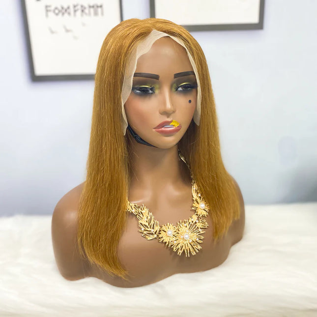 straight #6 color, 13x4 Lace Frontal wig 100% Virgin Human Hair Wig 15A