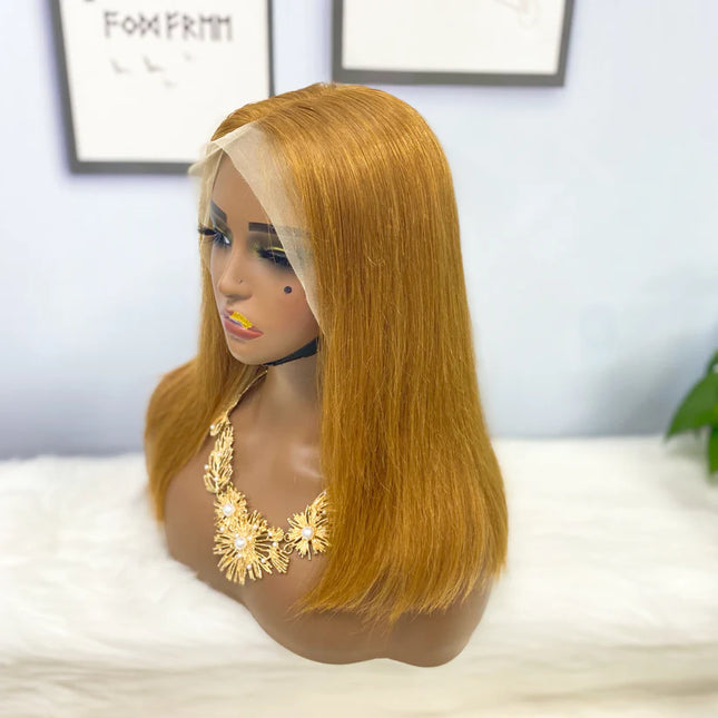 straight #6 color, 13x4 Lace Frontal wig 100% Virgin Human Hair Wig 15A