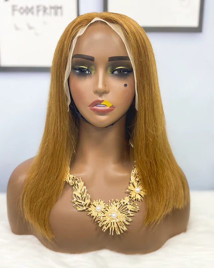 straight #6 color, 13x4 Lace Frontal wig 100% Virgin Human Hair Wig 15A