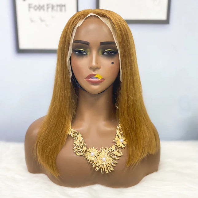 straight #6 color, 13x4 Lace Frontal wig 100% Virgin Human Hair Wig 15A