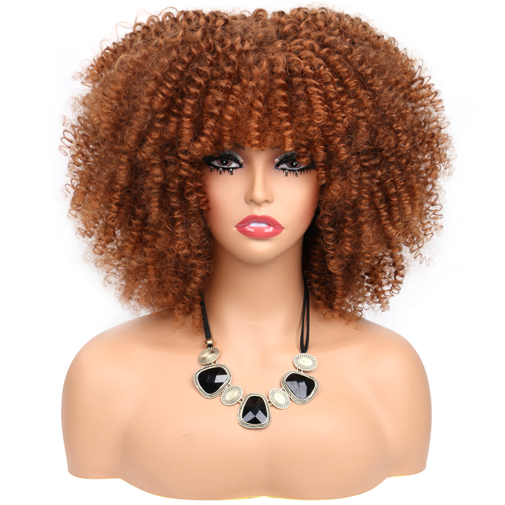 Fiber Small Roll Afro Kinky Curly Wig Short Fluffy-- color 30