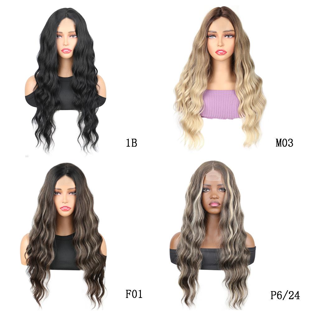 Synthetic fiber Small lace middle parting wig-2