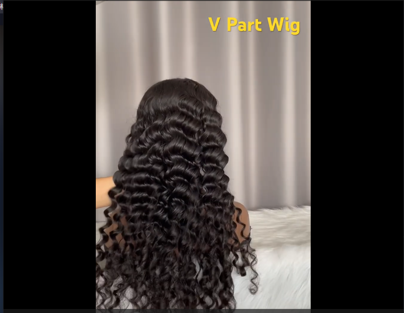 Natural color V part wig deep wave 100% Virgin Human Hair