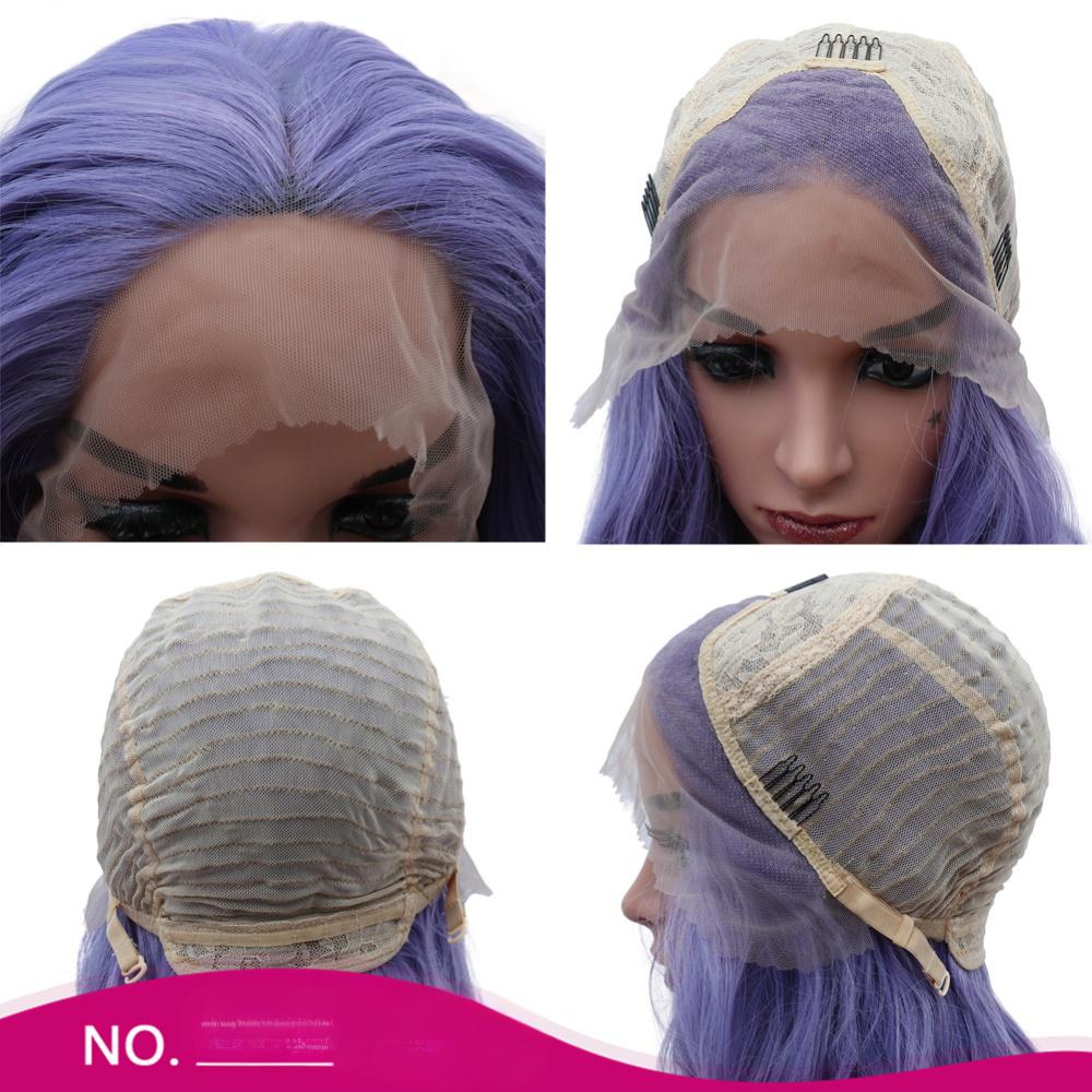 Fiber Blue purple long big wavy wig