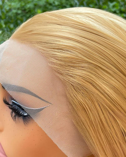 Synthetic lace frontal color wig straight---13*4---golden color---pay 1 get 2