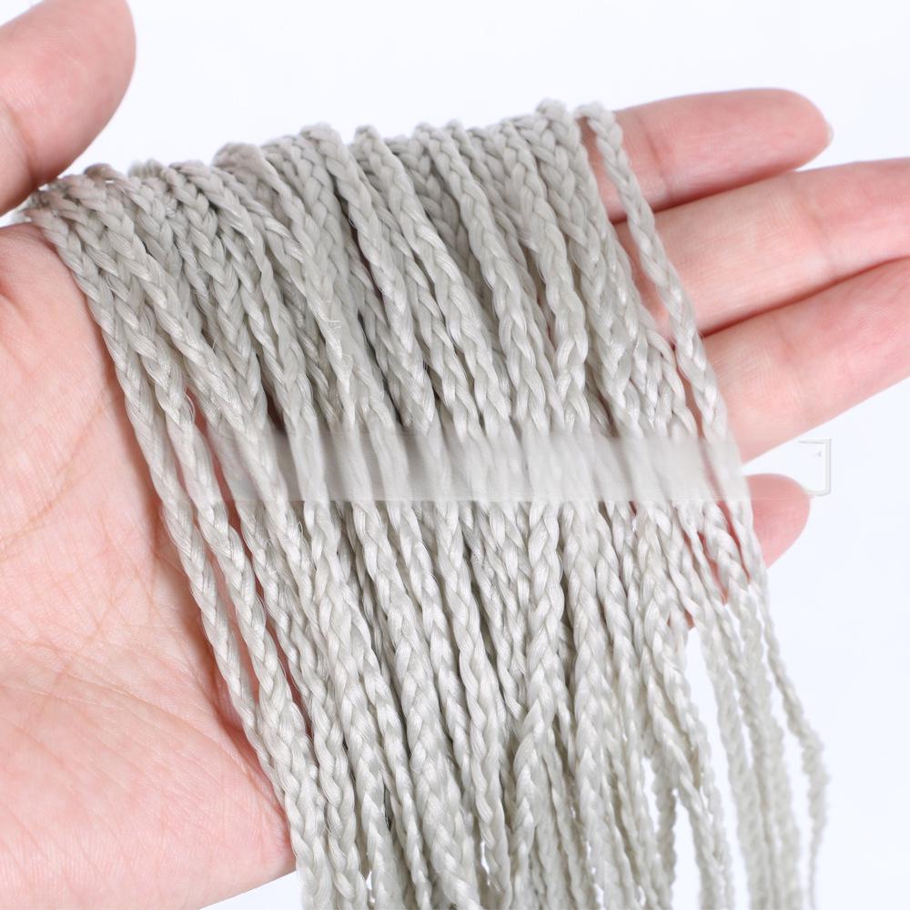 Fiber Thin three strand braid, straight Crochet Box Braids-- gray