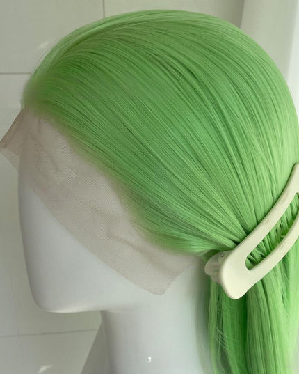 Synthetic lace frontal color wig straight---13*4---light green color--pay 1 get 2