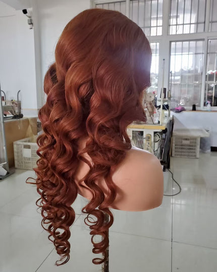 Loose wave #33 reddish color 4x4，5x5 Lace closure 100% Virgin Human Hair Wig 15A