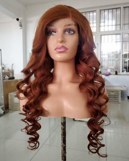 Loose wave #33 reddish color 4x4，5x5 Lace closure 100% Virgin Human Hair Wig 15A