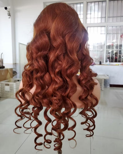 Loose wave #33 reddish color 4x4，5x5 Lace closure 100% Virgin Human Hair Wig 15A