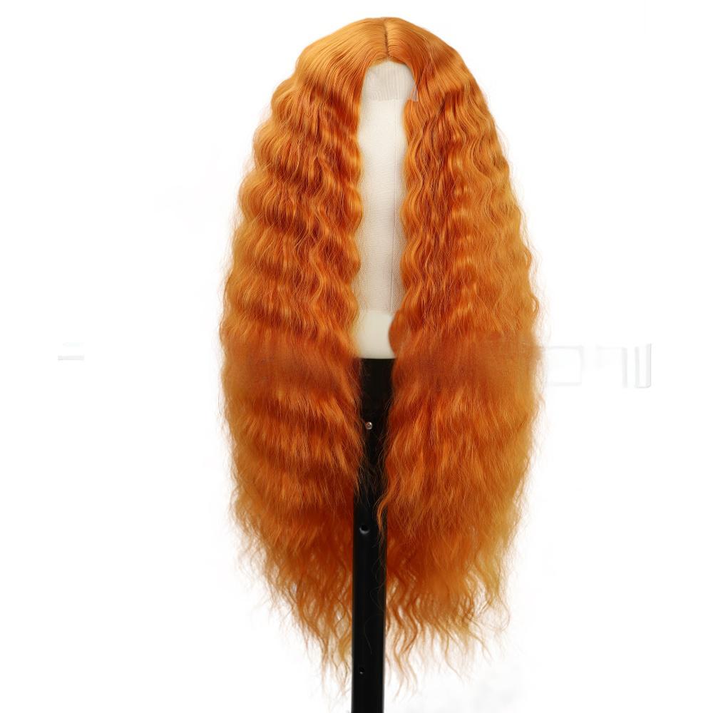 Deep wave fiber synthetic front lace middle parting wig