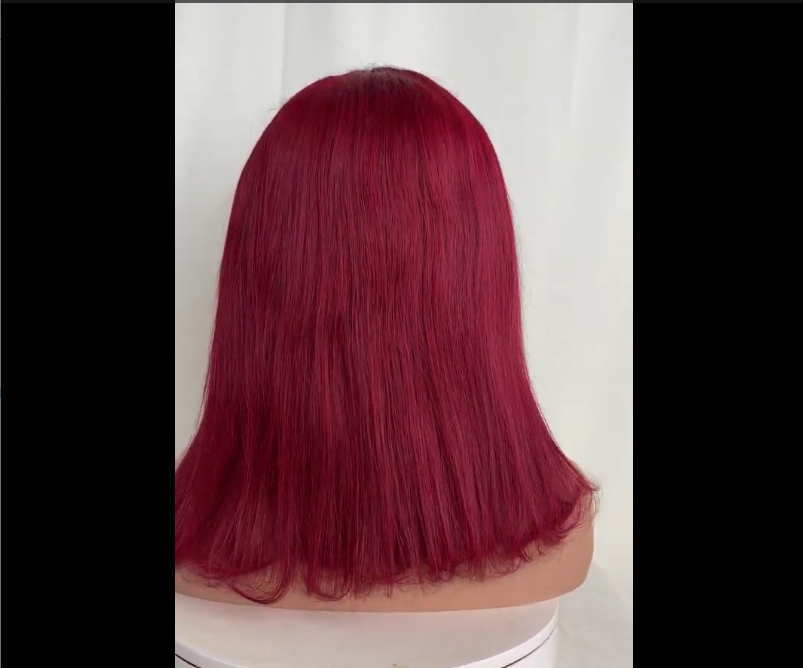 #Color Red Bob Wig 4x4，5*5 Lace closure wig 100% Virgin Human Hair