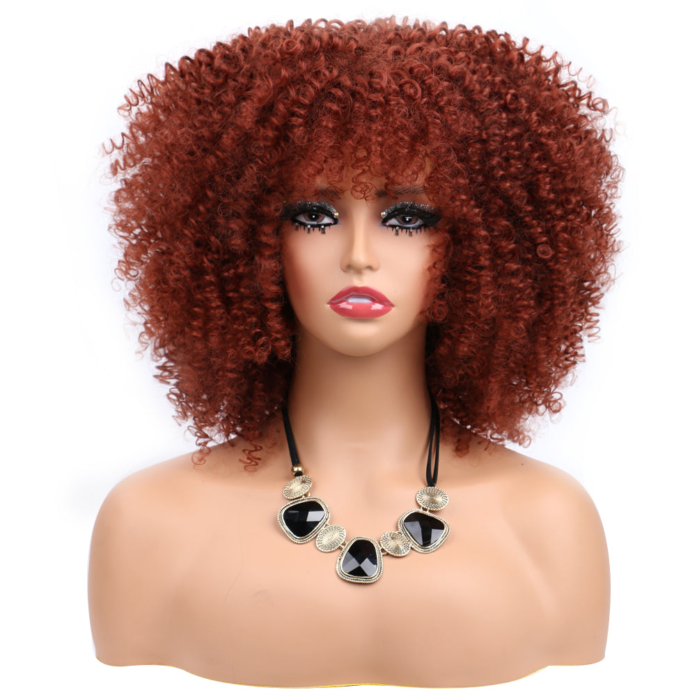 Fiber Small Roll Afro Kinky Curly Wig Short Fluffy-- color 350