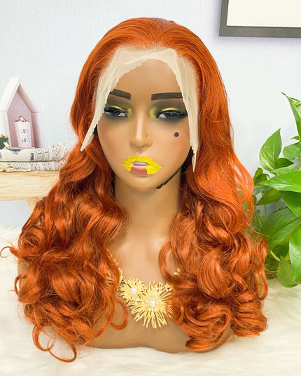 Loose wave ginger color #350 lace Frontal 13x4 density Virgin Human Hair Wig 15A