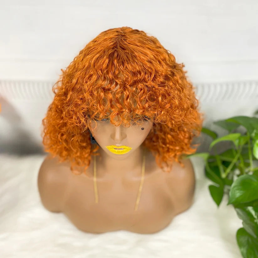 Jerry curly -- color #350 --full machine made wig with bang