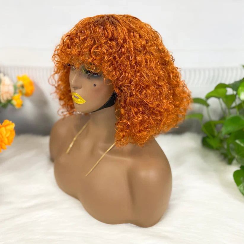 Jerry curly -- color #350 --full machine made wig with bang