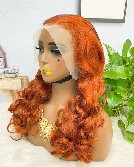 Loose wave ginger color #350 lace Frontal 13x4 density Virgin Human Hair Wig 15A