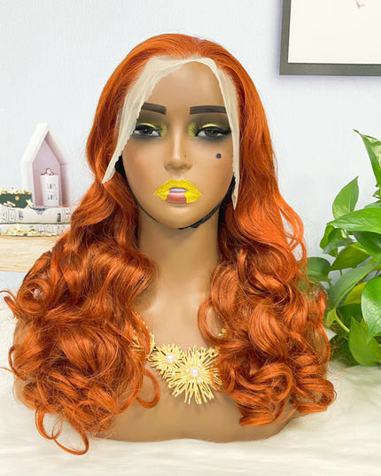 Loose wave ginger color #350 lace Frontal 13x4 density Virgin Human Hair Wig 15A
