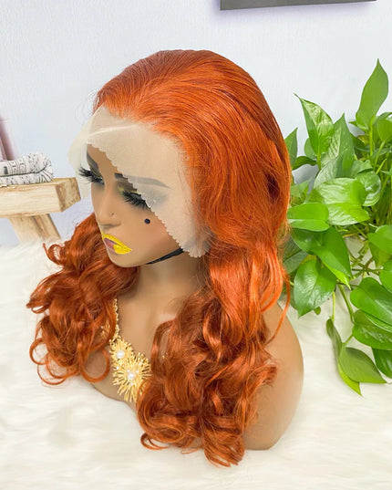 Loose wave ginger color #350 lace Frontal 13x4 density Virgin Human Hair Wig 15A