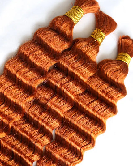 Deep wave ginger color 15A human hair bulk for braiding