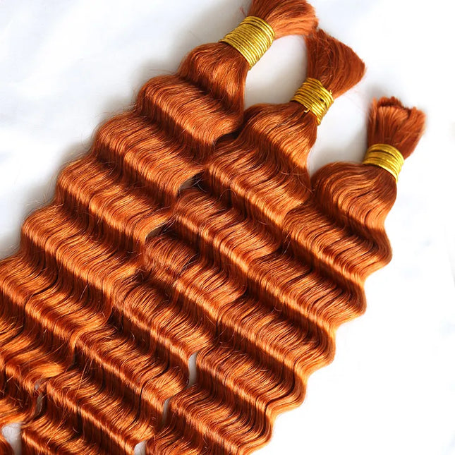 Deep wave ginger color 15A human hair bulk for braiding