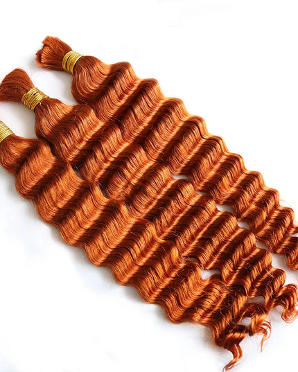 Deep wave ginger color 15A human hair bulk for braiding