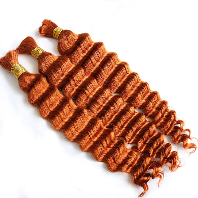Deep wave ginger color 15A human hair bulk for braiding