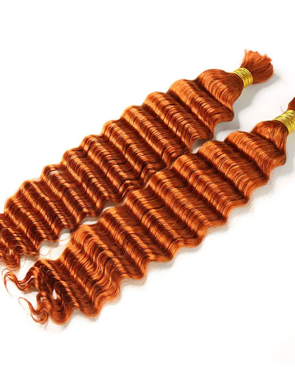 Deep wave ginger color 15A human hair bulk for braiding