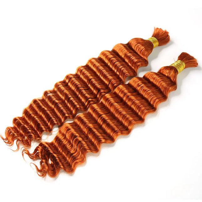 Deep wave ginger color 15A human hair bulk for braiding