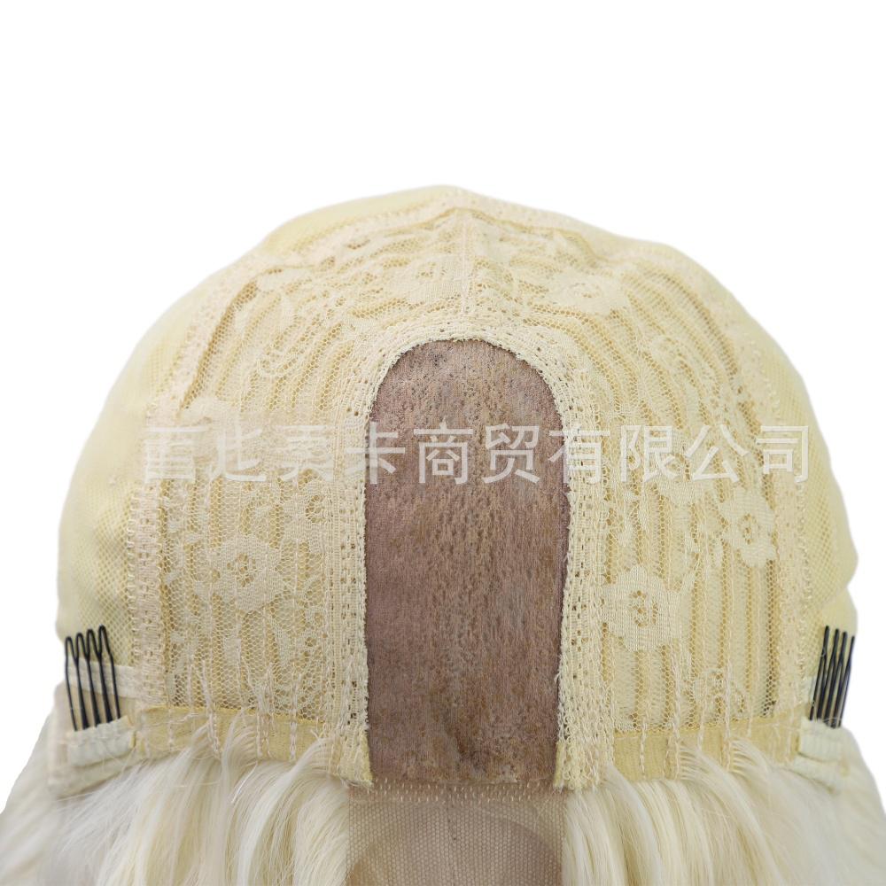 Deep wave fiber synthetic front lace middle parting wig-2