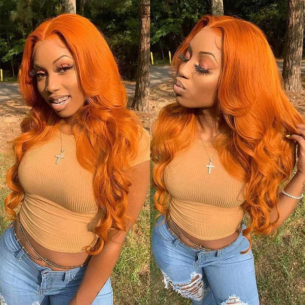 Body-wave ginger Lace Frontal 13x4 Virgin Human Hair Wig 15A