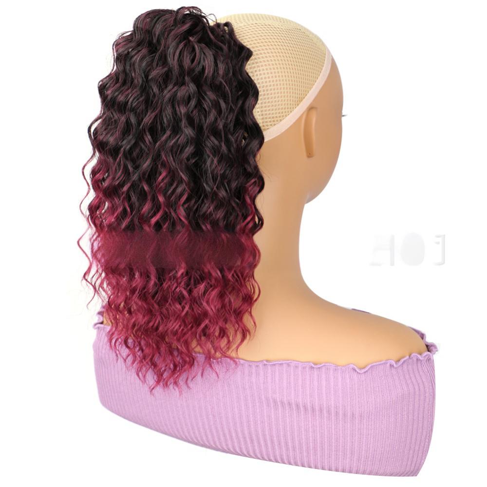 14 inch Drawstring style synthetic Deep wave,  ponytail -ombre 1b/99j