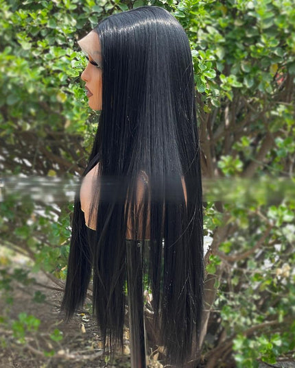 Synthetic lace frontal color wig---13*6---natural black color