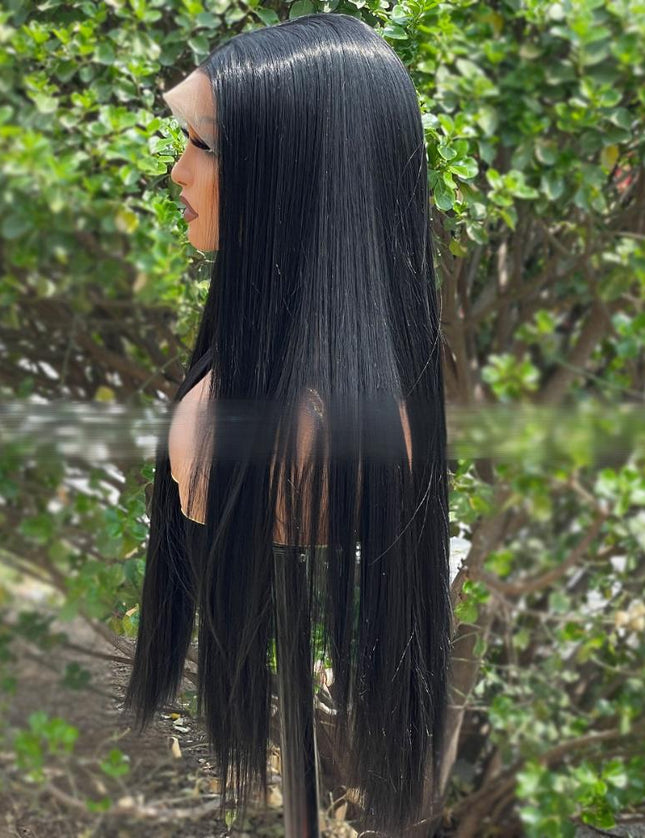 Synthetic lace frontal color wig---13*6---natural black color
