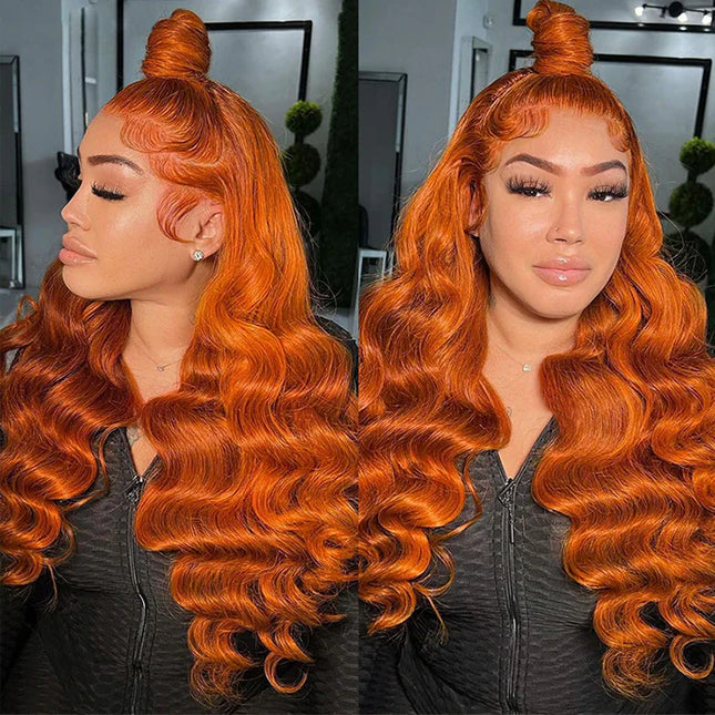 Body-wave ginger Lace Frontal 13x4 Virgin Human Hair Wig 15A