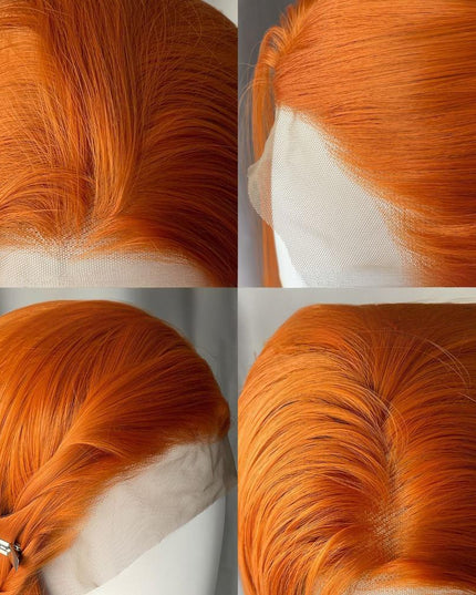 Synthetic lace frontal color wig straight---13*4---ginger color---pay 1 get 2