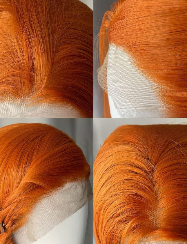 Synthetic lace frontal color wig straight---13*4---ginger color---pay 1 get 2