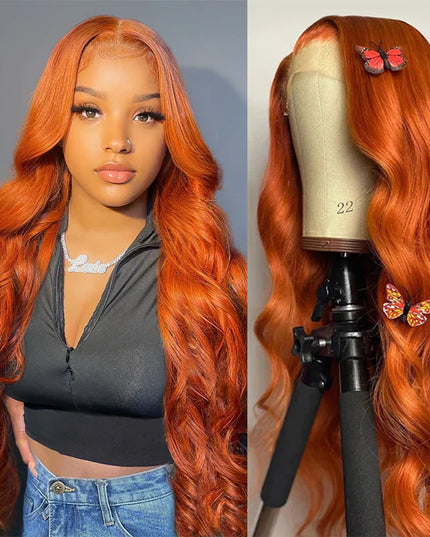 Body-wave ginger Lace Frontal 13x4 Virgin Human Hair Wig 15A