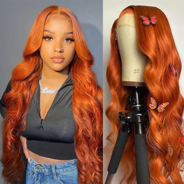 Body-wave ginger Lace Frontal 13x4 Virgin Human Hair Wig 15A
