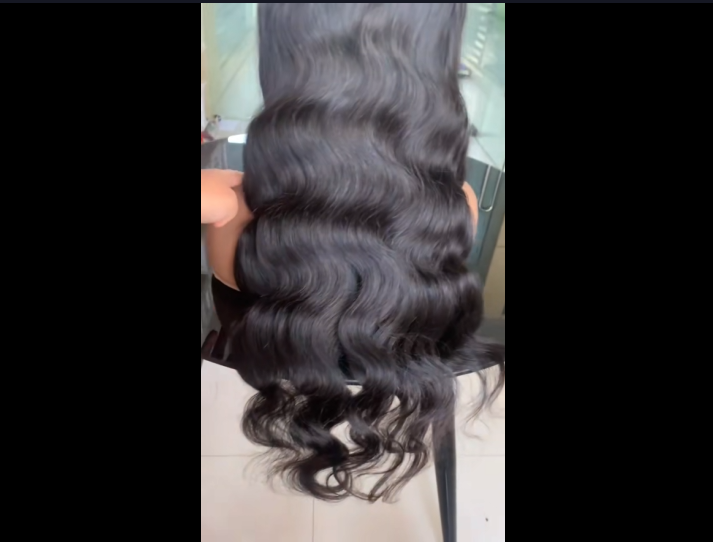 Natural color V part wig body wave 100% Virgin Human Hair