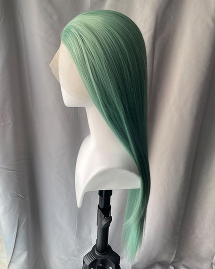 Synthetic lace frontal color wig straight---13*4---mint green color---pay 1 get 2