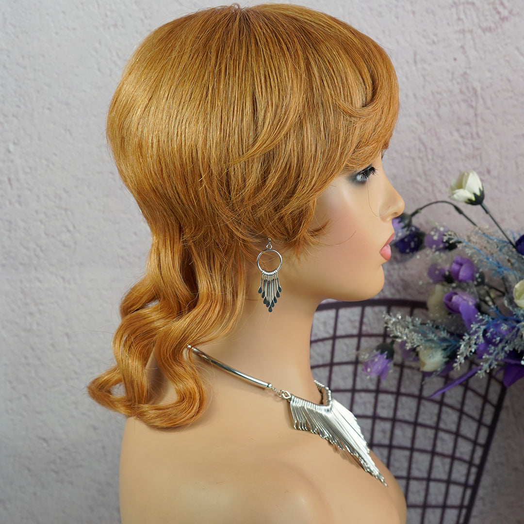 Machine made pixie cut wig---JKCX019-#30 Color---RMB 83