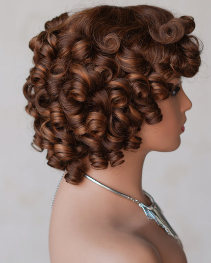 4/27 color--full machine made wig with bang---ZZY031