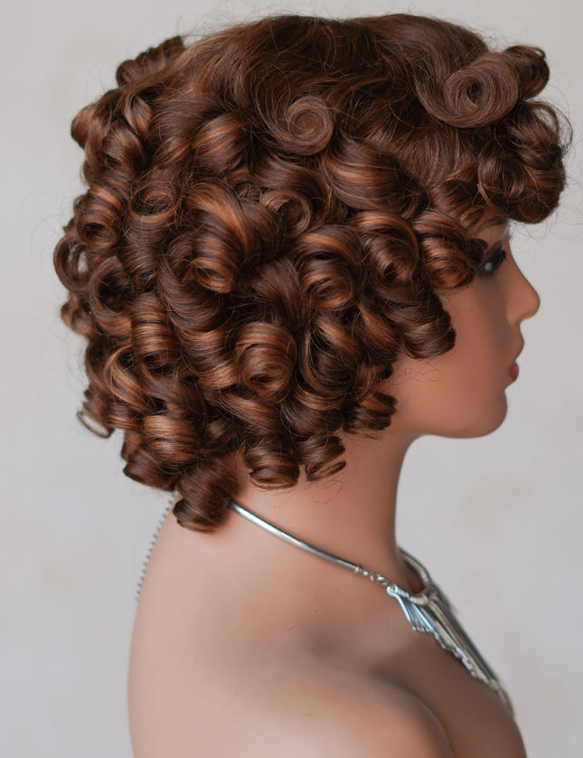 4/27 color--full machine made wig with bang---ZZY031